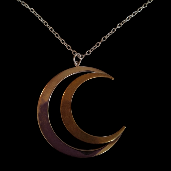 RLM Studio Robert Lee Morris sterling silver and brass open crescent moon pendan - Picture 3 of 12